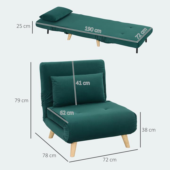 Produktbild Homcom Schlafsessel Polyester, Stahl Dunkelgrün
