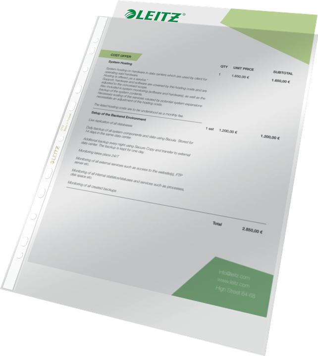 Image du produit Leitz Pochettes pour prospectus (A4, 100 x)