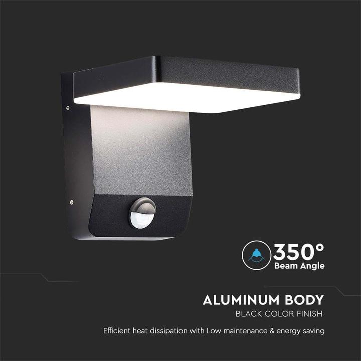 Produktbild V-TAC VT11020150B 20W LED Wandleuchte Sensor Schwarzer Körper Quadratisch 4000K IP65 (2580 lm, IP65)