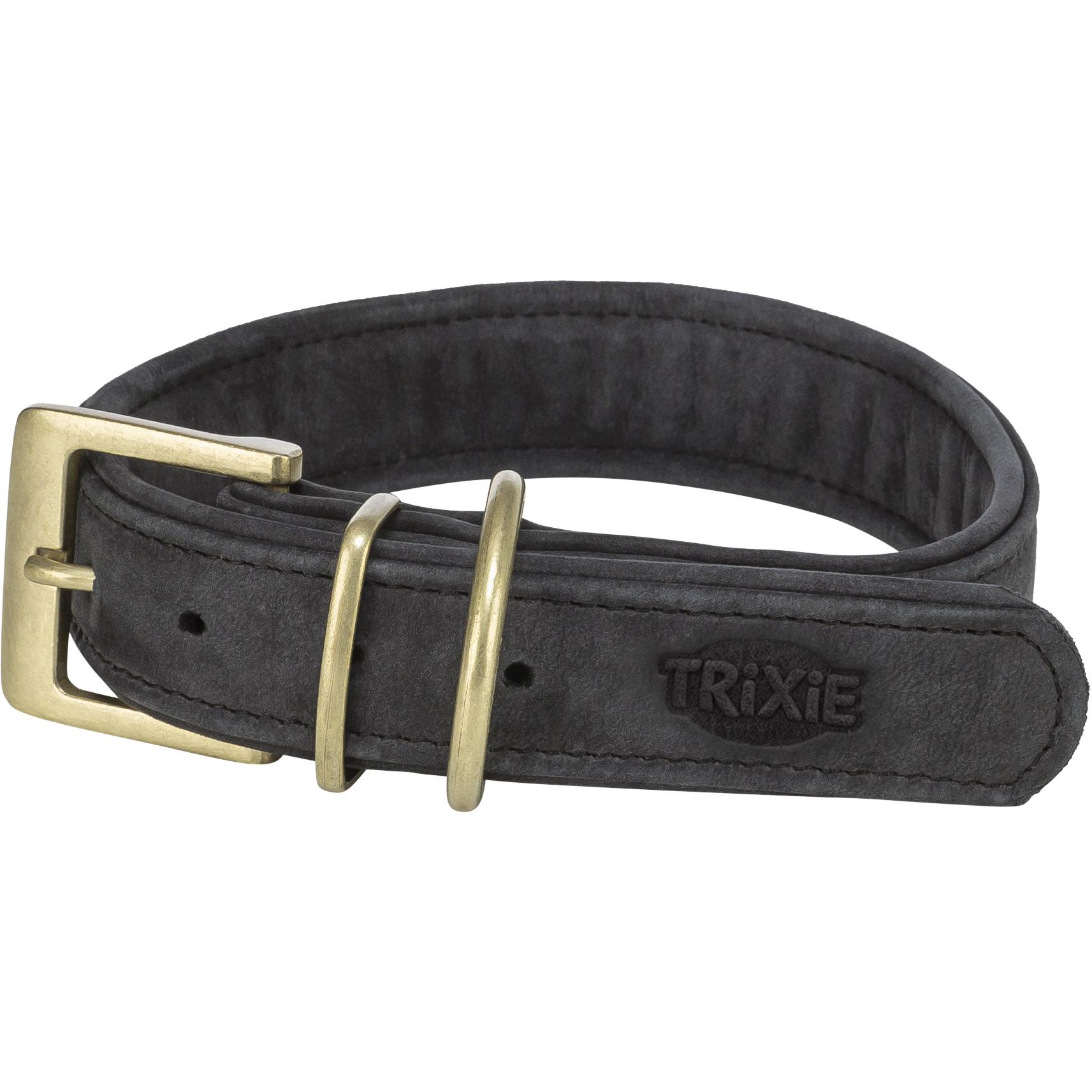 Trixie Pure collar, leather, M: 36–43 cm/30 mm, black (M, Cane, Generale, Passeggiare), Collare + Guinzaglio