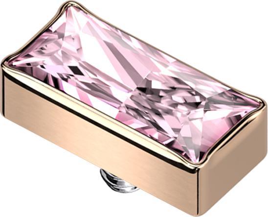 Actual product image Star Piercing Dermal Anchor rectangle rose gold crystal pink (Titanium, without brass)