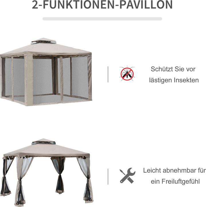 Produktbild Outsunny Gartenpavillon mit Moskitonetz (295 cm, 295 cm)