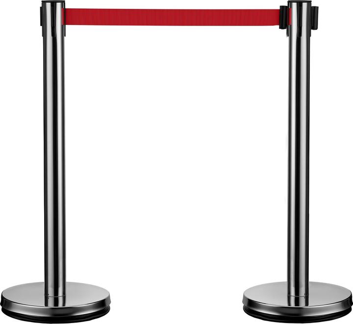 Wiltec Mobile barrier posts 32x7x90cm silver-coloured steel personnel guidance system
