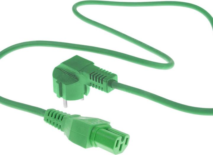 Produktbild ACT Powercord mains connector CEE 7/7 male (angled) - C15 green 1.5 m (1.50 m)