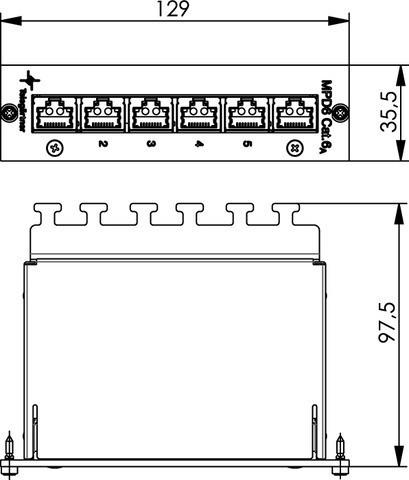 Produktbild Telegärtner Netzwerk Patchpanel 6 Port Mini 6a mit Frontplatte