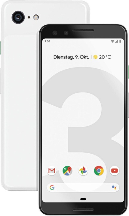 Produktbild Google Pixel 3 (64 GB, Clearly White, 5.50", Single SIM, 12.20 Mpx, 4G)