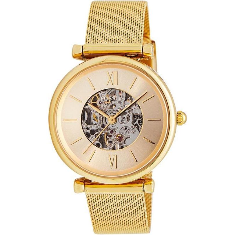 Fossil, Orologio da polso, Carlie Meccanico, Oro, (Orologio da polso analogico, 35 mm)