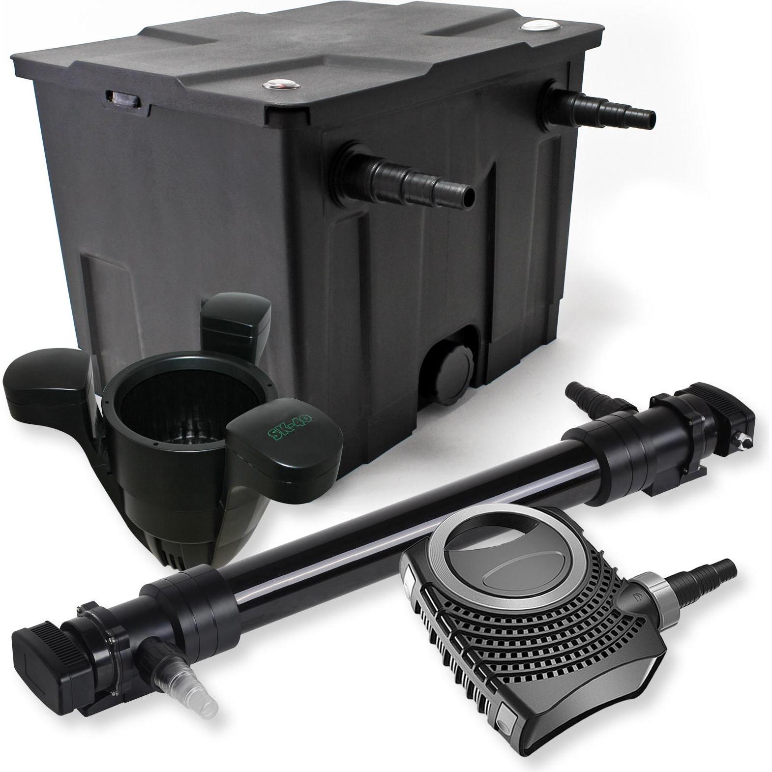 SunSun, Brunnen + Gartenteich, 1-Kammer Filter Set 12000l 72W UVC 6er Teich Klärer NEO10000 80W Pumpe Skimmer