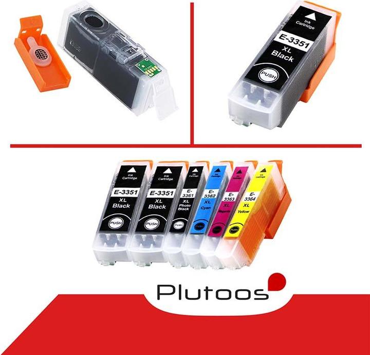 Actual product image Plutoos Epson T3351 - T3364 33XL cartridges XXL compatible, 5 colour set (M, C, Y, PBK, FC)