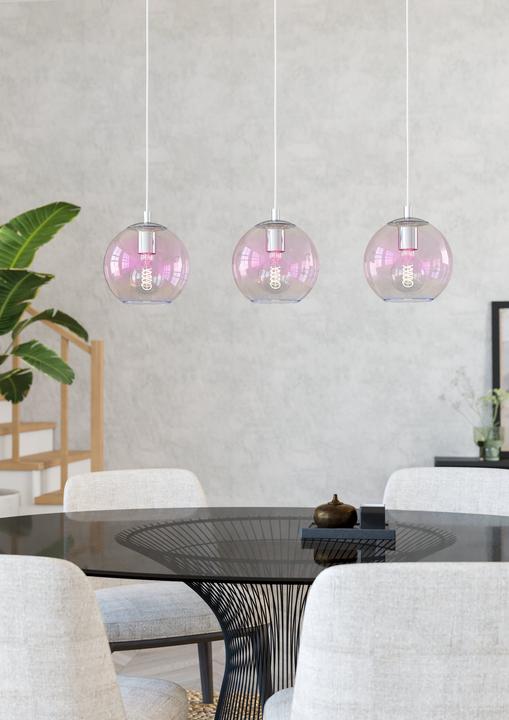 Actual product image EGLO Iridescent Three-Light Pendant Lamp with Rainbow Glass Balls (E27)