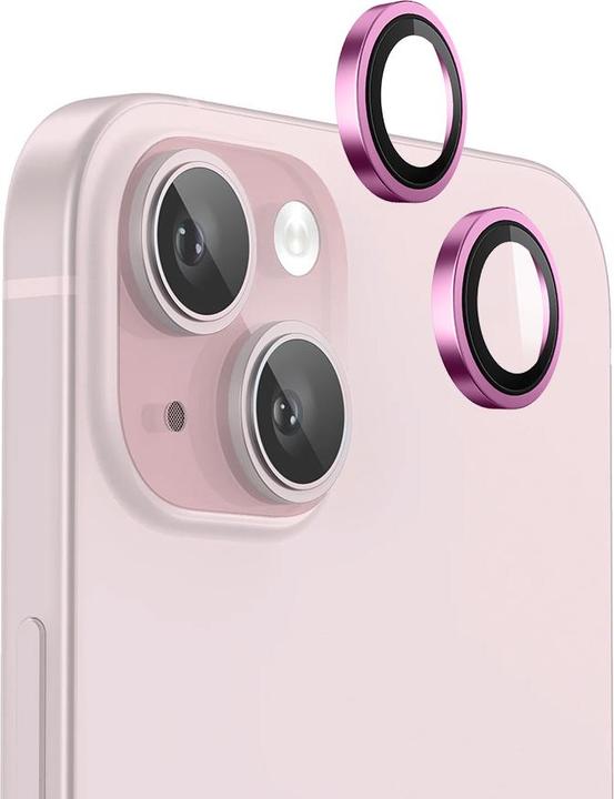 Immagine prodotto BlueO - Original Metal Frame Lens Protector (2 pack) - iPhone 15 / iPhone 15 Plus - Pink (2 pz., Apple iPhone 15, Apple iPhone 15 Plus)