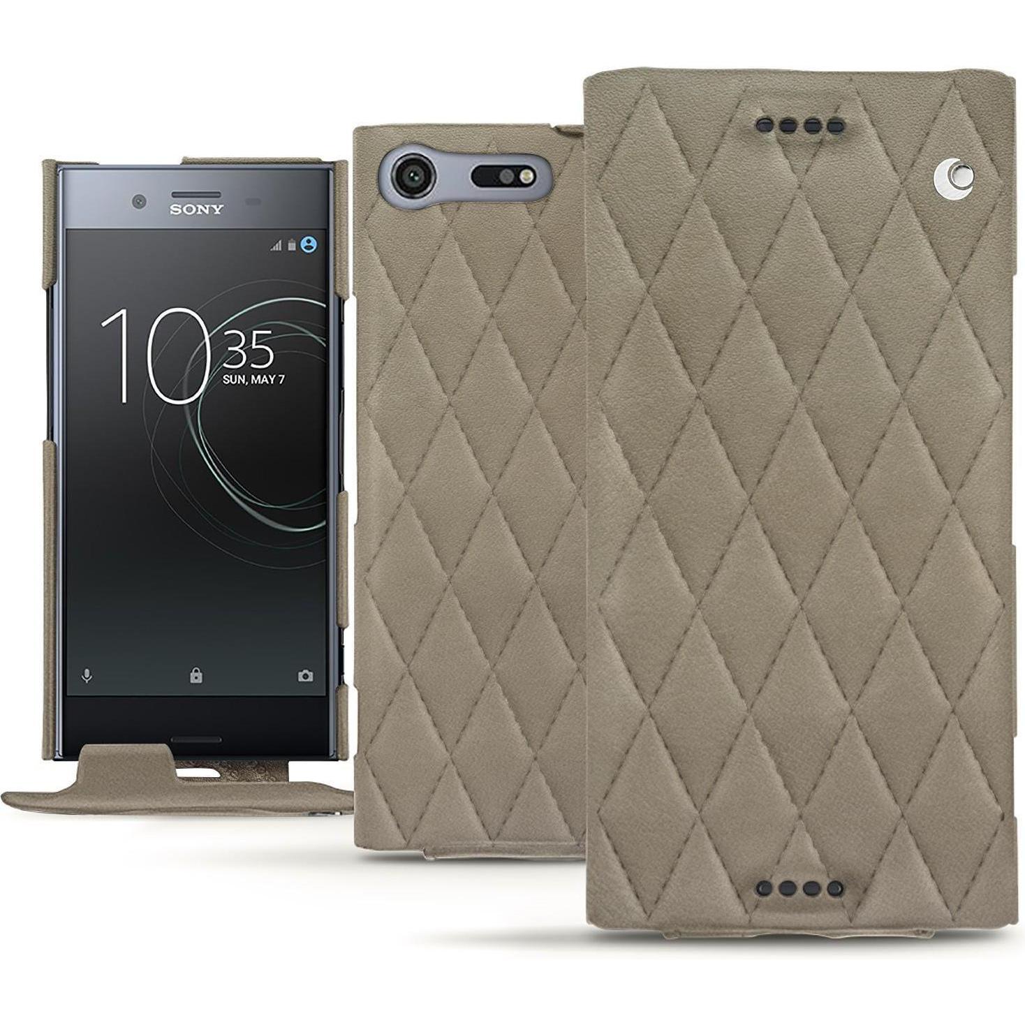 Noreve Lederschutzhülle vertikal (Sony Xperia XZ Premium), Smartphone Hülle, Beige