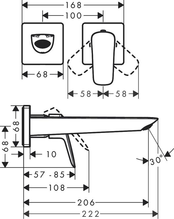 Actual product image hansgrohe HG ready-mount set LOGIS f UP 2-hole washbasin mixer chrome