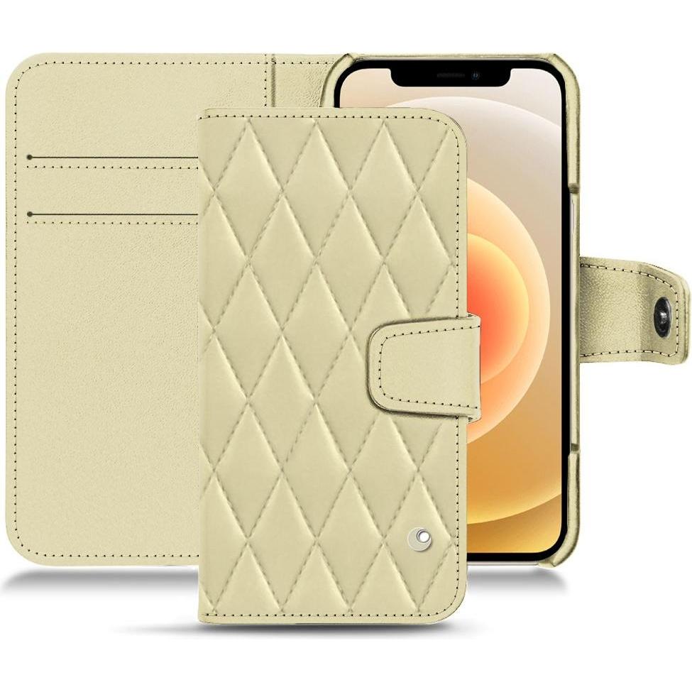 Noreve Lederschutzhülle Wallet (Apple iPhone 12 mini), Smartphone Hülle, Beige