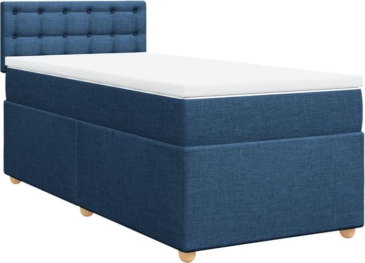 Produktbild VidaXL Boxspringbett Einzelbett Polsterbett Bett Matratze Blau 90x190cm Stoff (90 x 190 cm, 90 x 190 cm)