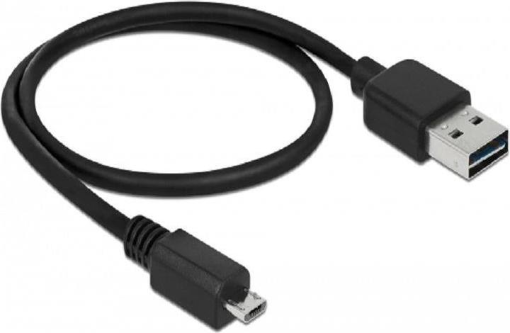 Produktbild Delock USB2.0-Kabel Easy A-MicroB: 0.5m, schwarz (0.50 m, USB 2.0)