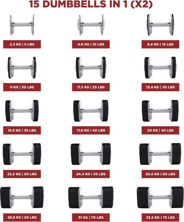 Actual product image Ironmaster Quick-Lock Dumbbell Handle Set Adjustable 68 kg