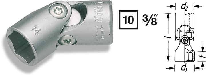 Image du produit HAZET Douille articulée ∙ 6 pans 880G-10 ∙ Carré creux 10 mm (3/8 pouce) ∙ Profil Traction à 6 pans… (10 mm)
