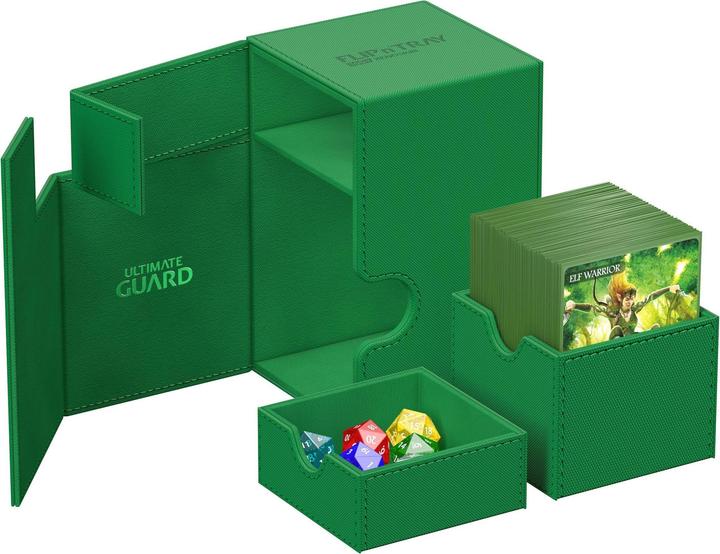 Actual product image Ultimate Guard Card Box Flip'n'Tray XenoSkin Monocolor 100+ Green