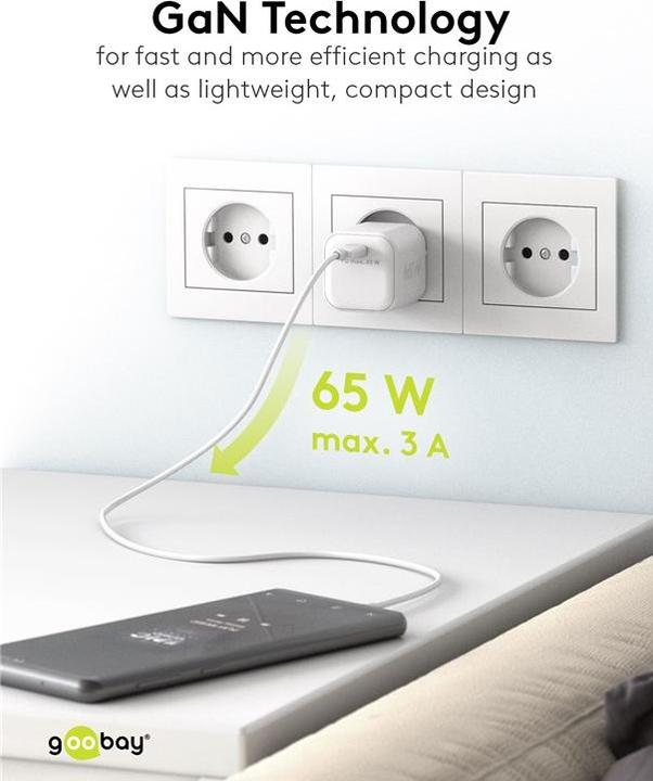 Actual product image Goobay USB C Nano Quick Charger with GaN technology (65 W)