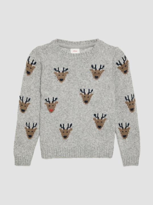Produktbild S.Oliver Strickpullover Weihnachtspullover mit Rentier-Motiv (116, 122)
