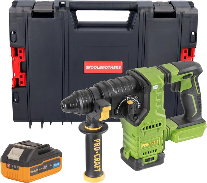 Actual product image Procraft PHA30bb cordless hammer drill 20 V 2.8 J SDS plus Brushless + 1x battery 4.0 Ah + RHINO (Hammer drill)