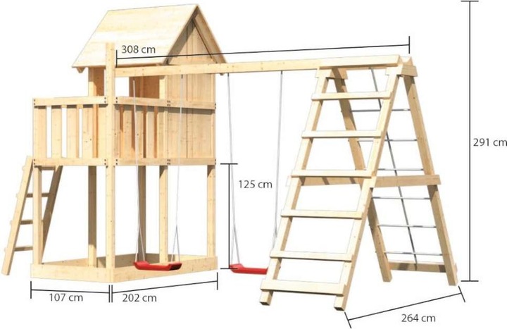 Produktbild Akubi Karibu Stelzenhaus Benjamin Fichte inkl. mit Rutsche violett und Sandkasten