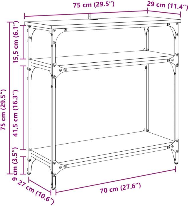 Image du produit vidaXL Konsolentisch (75 x 29 x 75 cm)