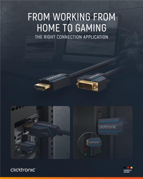 Produktbild clicktronic HDMI (Typ A) — DVI (3 m, DVI, HDMI, 2.0)
