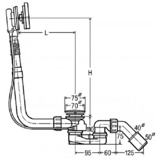 Thumbnail - Bette, Siphon, Ab- und Überlaufgarnitur PLUS 5, Ø 52mm, standard (Überlaufgarnitur)