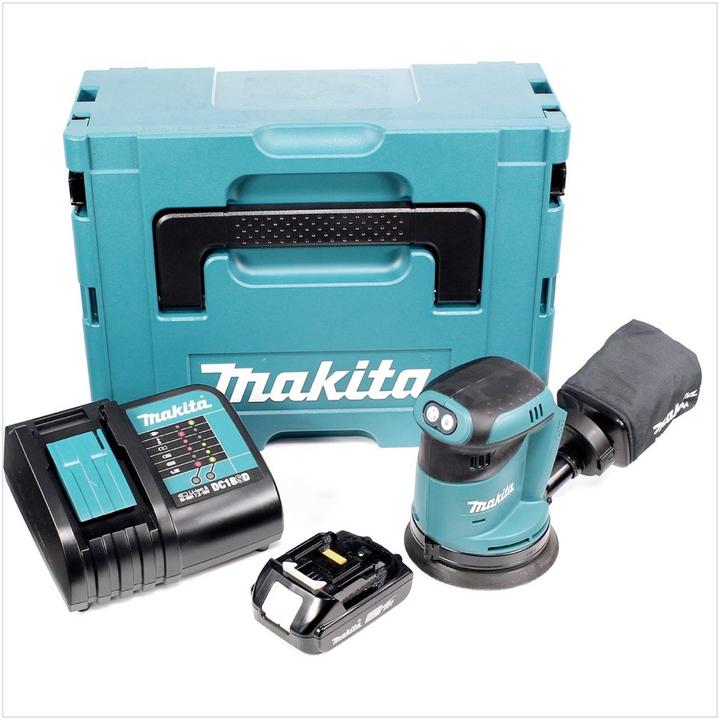 Actual product image Makita DBO 180 SA1J Battery random orbital sander 18 V 125 mm + 1x battery 2.0 Ah + charger + Makpac (Eccentric grinder)