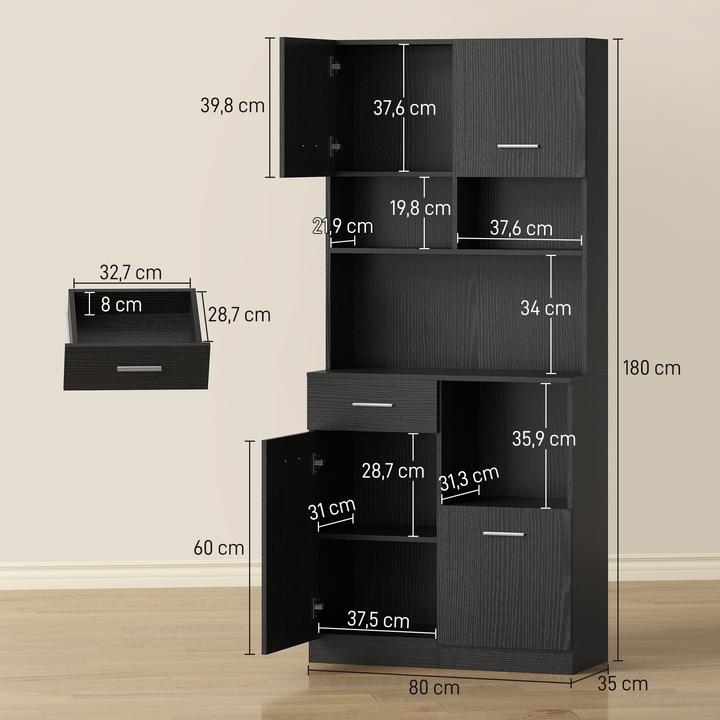 Image du produit Homcom Armoire de cuisine (80 x 35 x 180 cm)