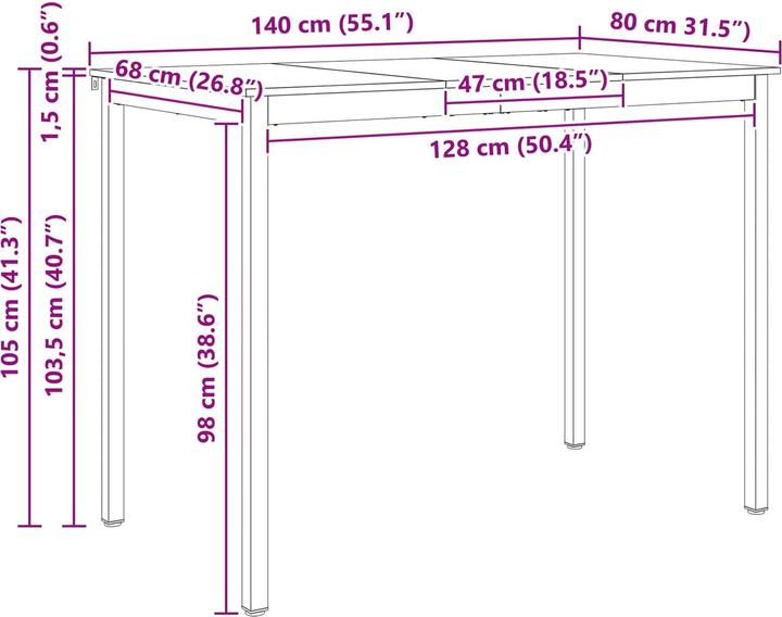 Image du produit vidaXL Bartisch (140 x 80 x 105 cm)