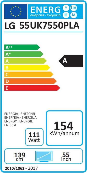 Energie-Label LG 55UK7550 (55", LCD, 4K, 2018)