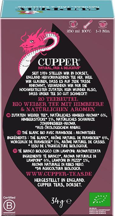 Produktbild Cupper Weisser Tee Himbeere (34 g)