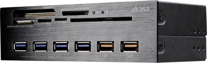 Akasa Interconnect Ex Internal 5-Port Card Reader incl. USB 3.0 Hub (4-pin Molex, USB 2.0, USB 3.0)
