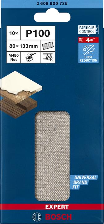 Actual product image Bosch Professional Zubehör Expert M480 Sanding net for orbital sander, 80 x133 mm, G 100, 10 pcs. (100, P100)