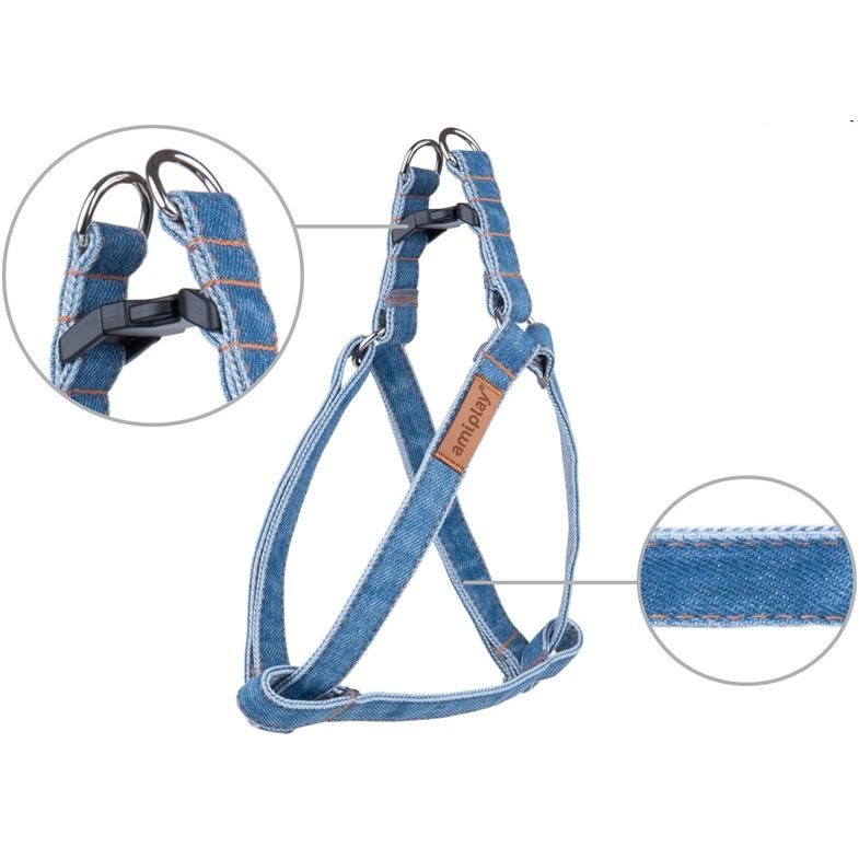 Thumbnail - amiplay HARNESS ADJUST DENIM M 30/55X1.5CM BLUE (30, 31, 32, 33, 34, 35, 36, 37, 38, 39, 40, 41, 42, 43, 44, 45, 46, 47,...