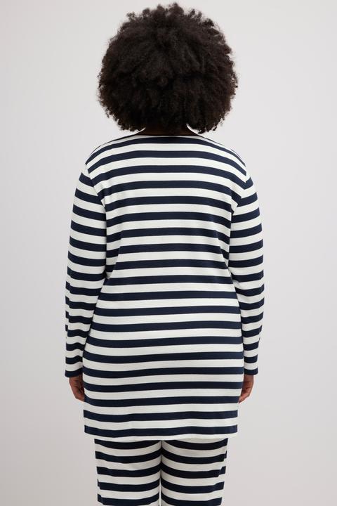 Image du produit Ulla Popken Damen grosse Grössen Jerseyjacke, Ringel, V-Ausschnitt marine 50+ 813046130-50+ (50, 52)