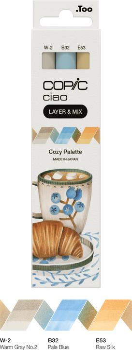 Image du produit Copic CIAO - Marqueurs (Palette Cozy. B-32 Bleu pâle, E-53 Soie brute, W-2 Warm Gray No. 2, 6 mm, 3 x)