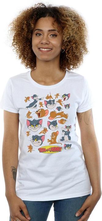 Actual product image Tom & Jerry Womens/Ladies Many Faces Cotton T-Shirt (L)