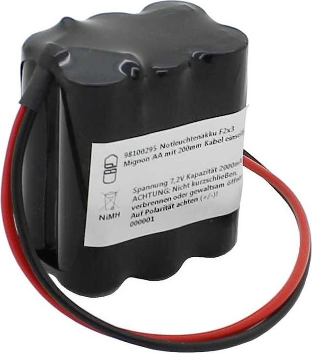 Actual product image AccuCell Emergency light battery NiMH 7.2V 2000mAh F2x3 Mignon AA with 200mm cable one-sided (2000 mAh, Chargers without battery)