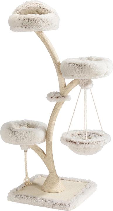 Wiltec Fudajo Designer Kratzbaum Hängeliege Katzenkratzbaum Katzenbaum Katzenmöbel (169 cm, Cream)