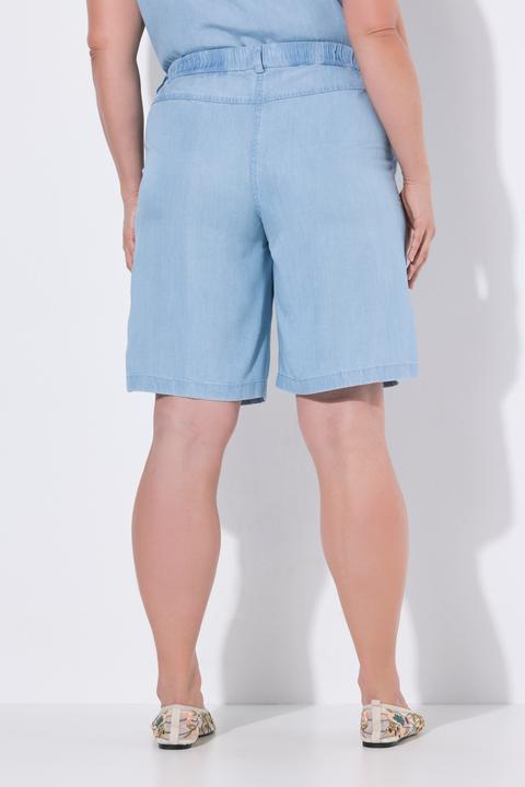 Image du produit Ulla Popken Bermuda en Lyocell aspect jean, jambe large et taille élastique (48)