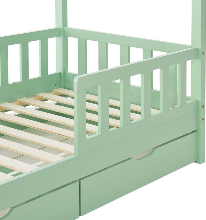 Image du produit Juskys Kinderbett 90x200cm mit Bettkasten Marli - Mint (90x200)