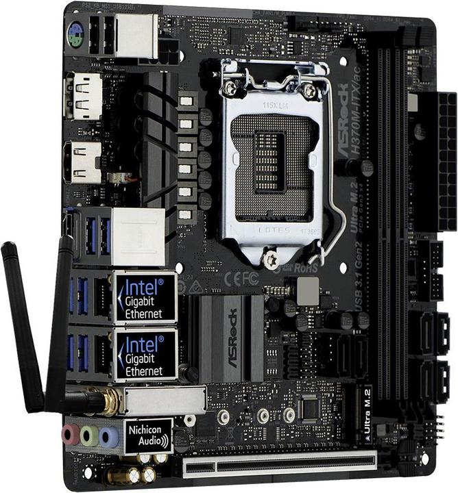 Produktbild AsRock H370M-ITX/AC, mini-ITX, LGA1151 (LGA 1151, Intel H370, Mini-ITX)