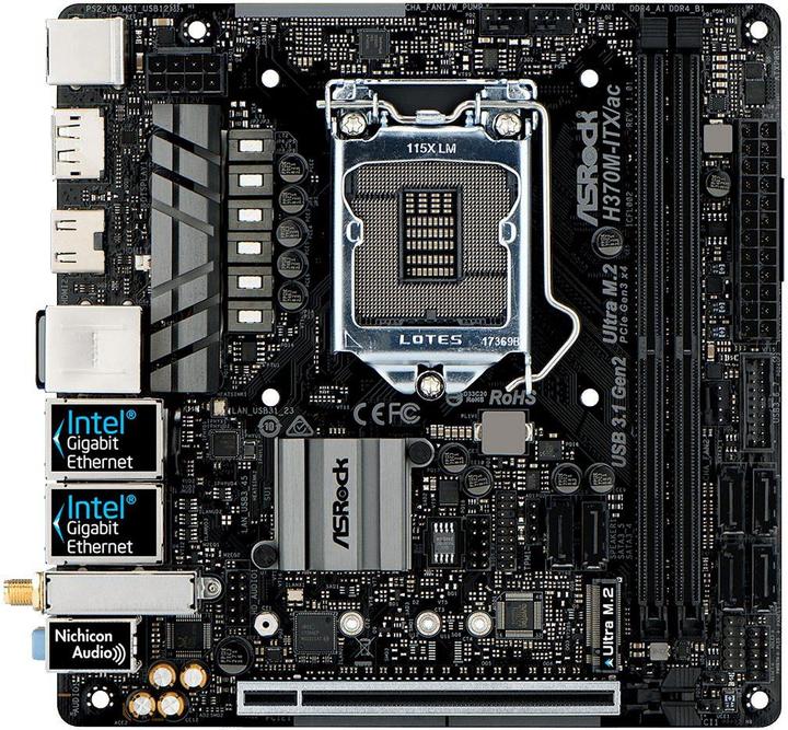 Produktbild AsRock H370M-ITX/AC, mini-ITX, LGA1151 (LGA 1151, Intel H370, Mini-ITX)