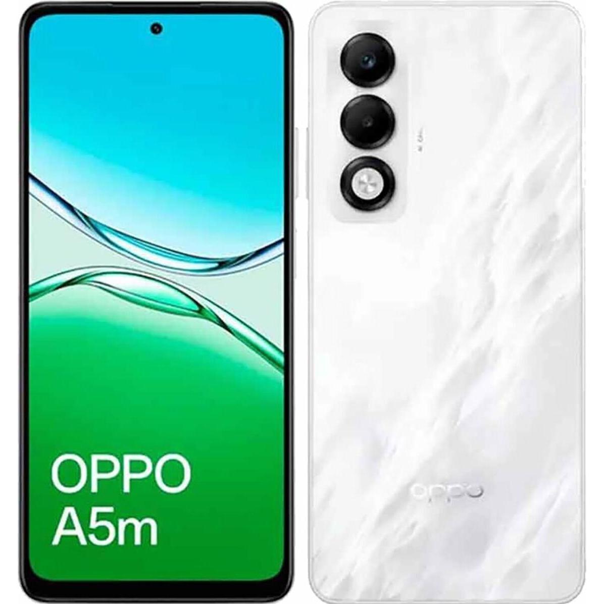 OPPO A5m (256 GB, Mist White, 6.67", Dual SIM, 4G), Smartphone, Weiss