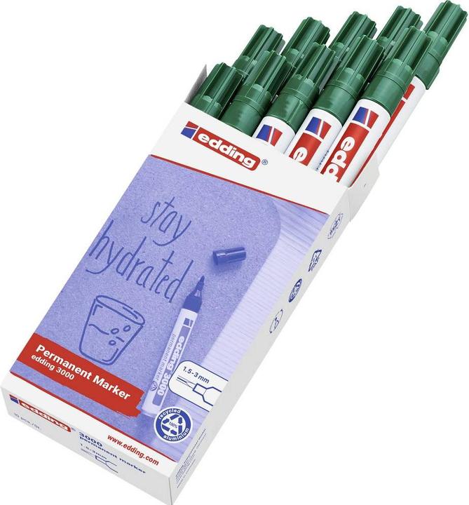 Produktbild Edding Permanentmarker 3000 (Grün, 3 mm, 10 x)