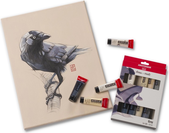 Produktbild Amsterdam Acrylfarbe Greys 12 Tuben à 20 ml (Grau, 20 ml)
